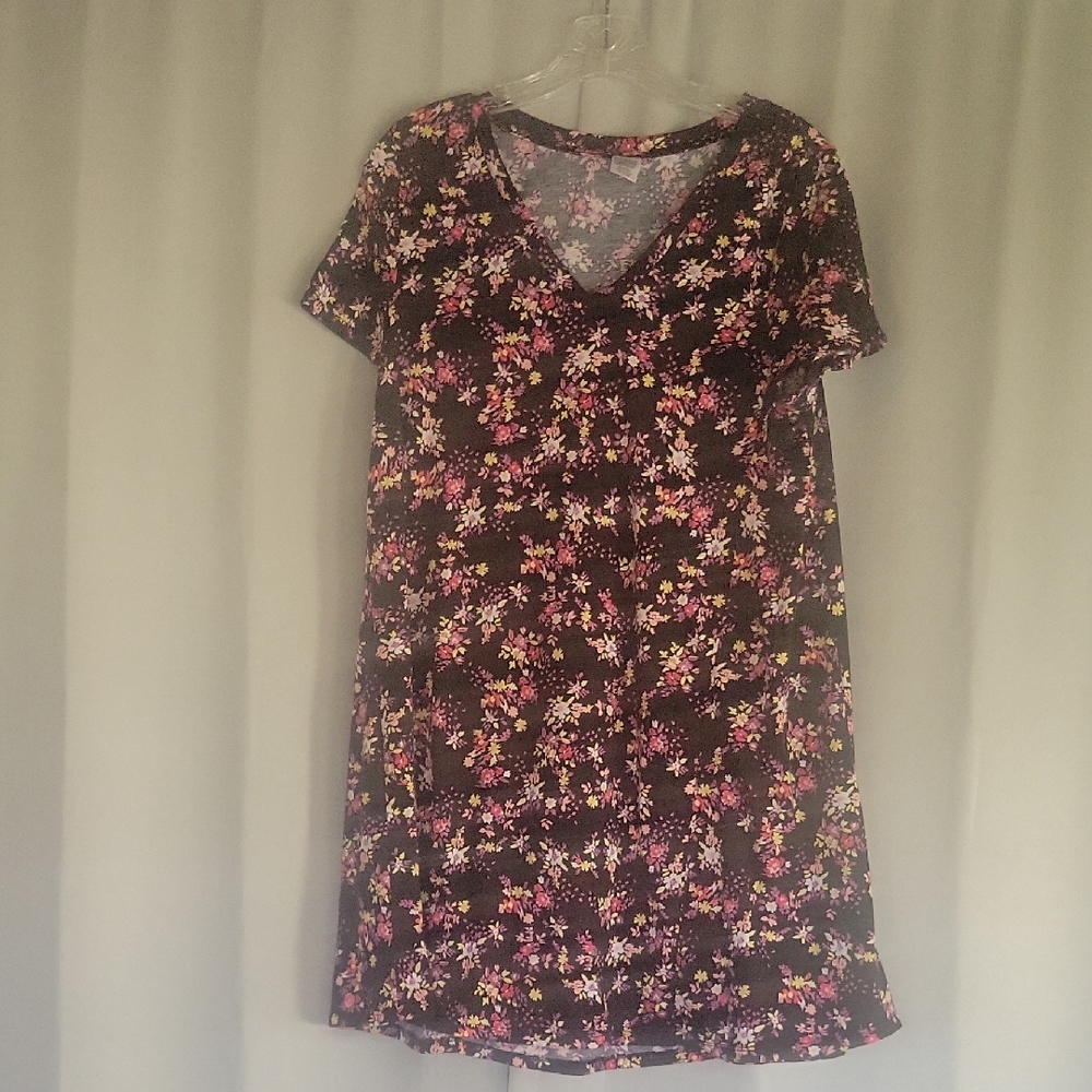 West Loop Mini Dress - Black with Pink Floral